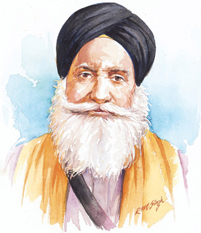 Baba Kharak Singh. Illustration by R M Singh