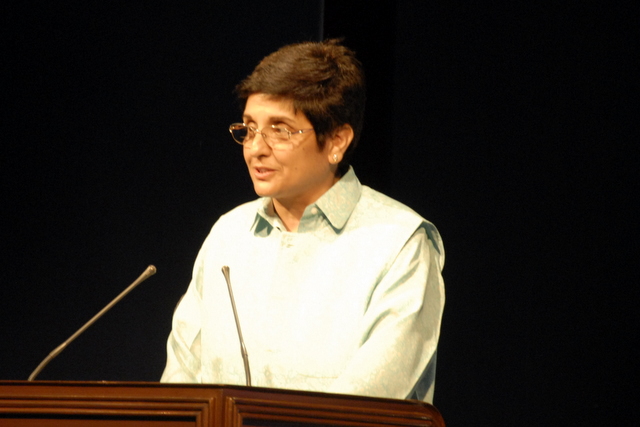 Dr Kiran Bedi addressing the Rotarians in Chandigarh.